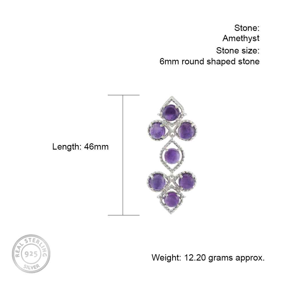 Foliole Silver Earrings with Amethyst