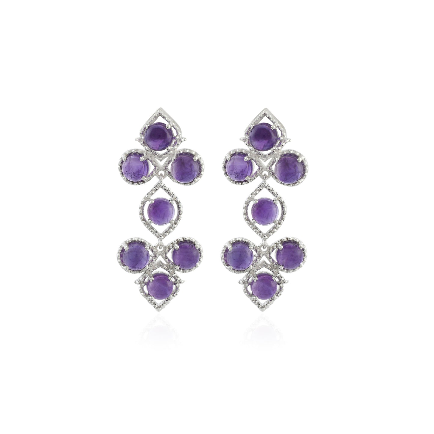 Foliole Silver Earrings with Amethyst