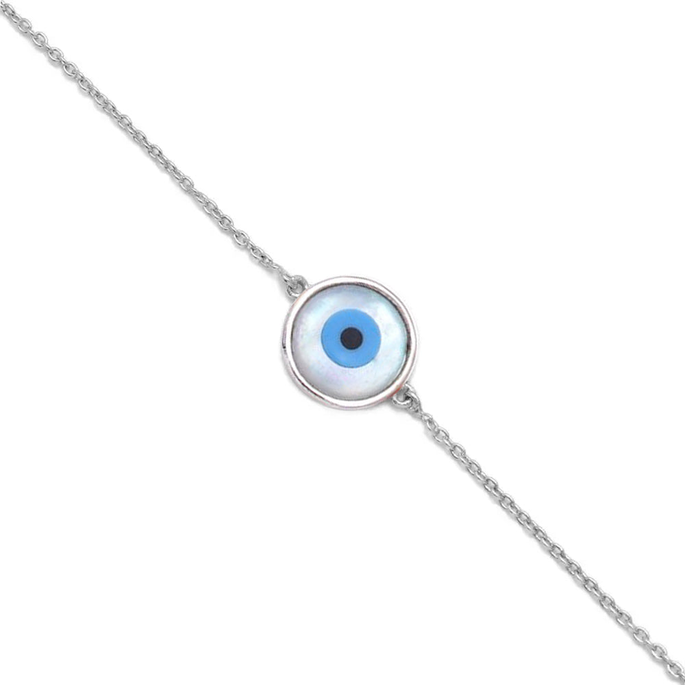 Evil Eye Round Silver Bracelet with Evil Eye