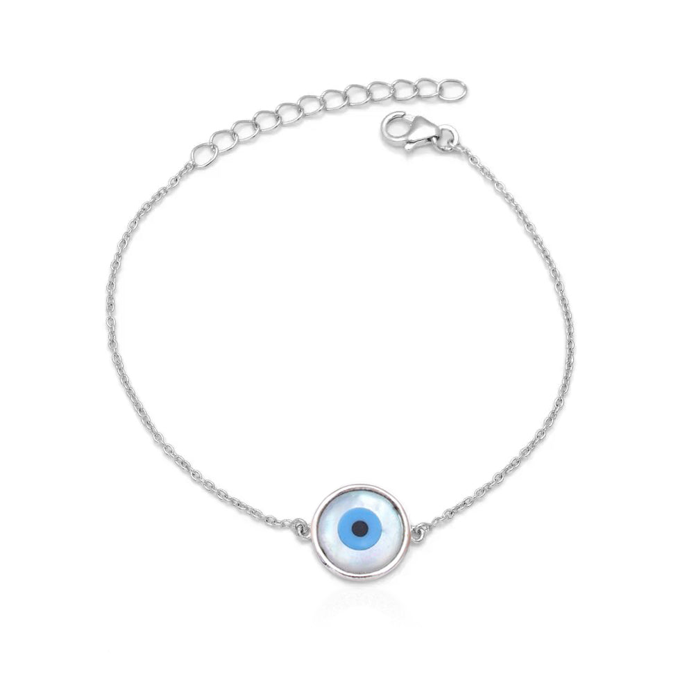 Evil Eye Round Silver Bracelet with Evil Eye