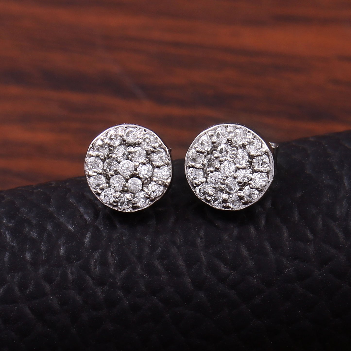 Round Silver Studs with Cubic Zirconia