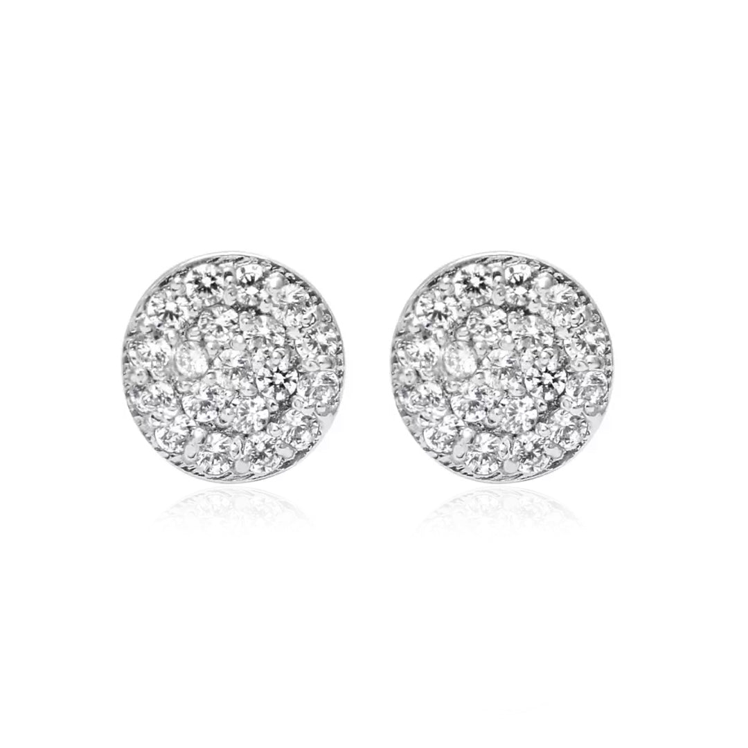 Round Silver Studs with Cubic Zirconia