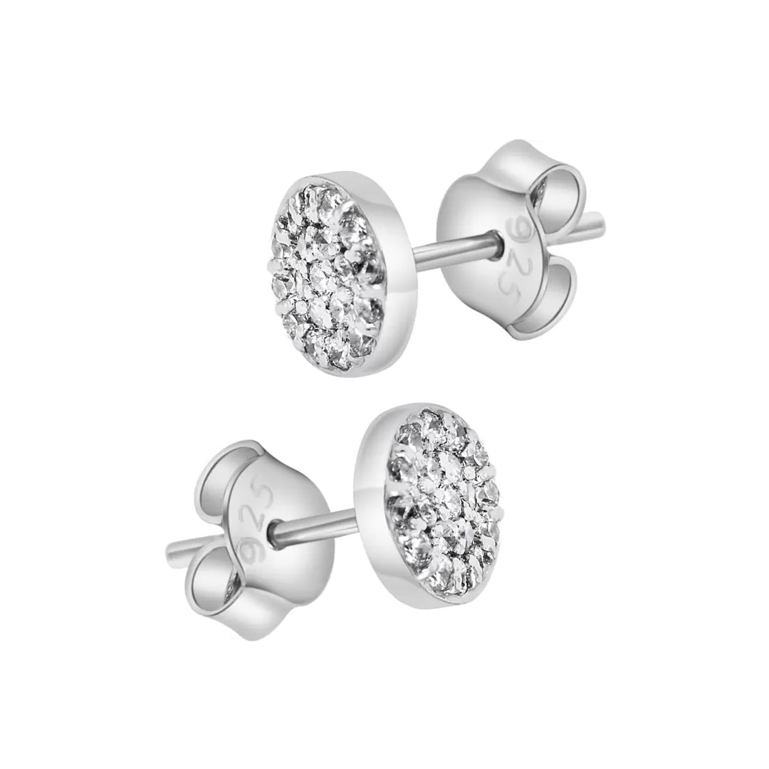 Round Silver Studs with Cubic Zirconia