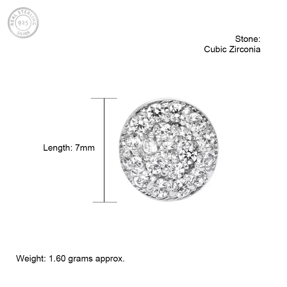 Round Silver Studs with Cubic Zirconia