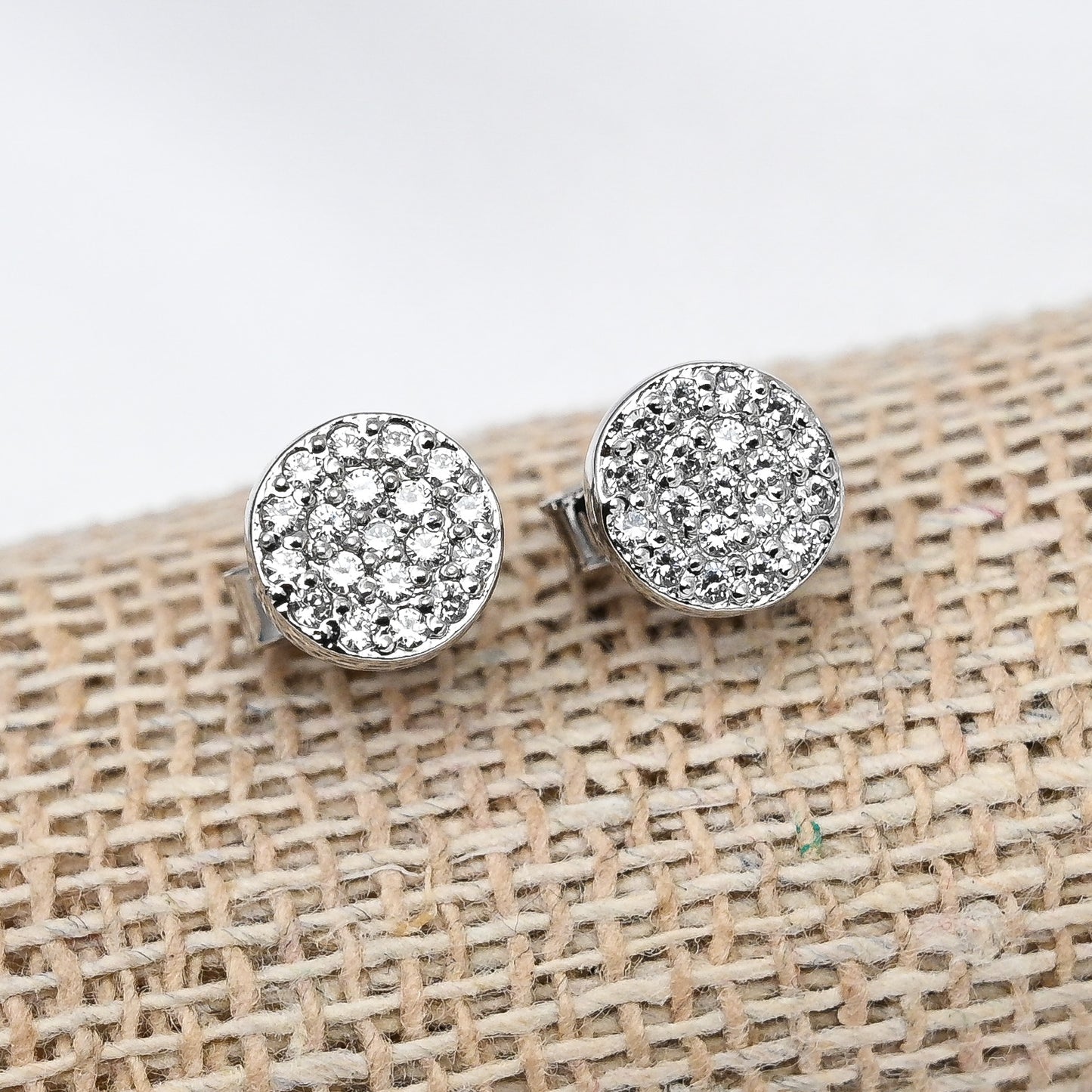 Round Silver Studs with Cubic Zirconia