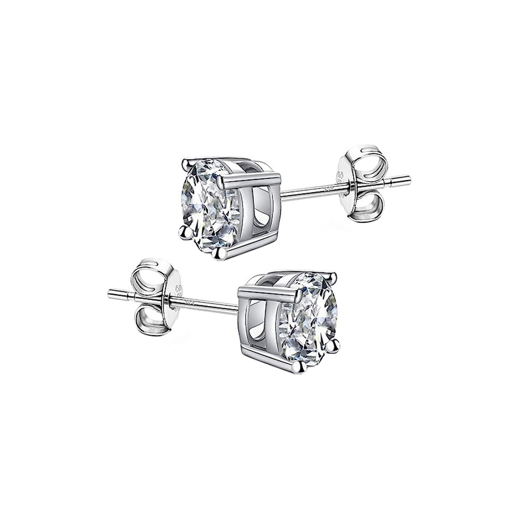 Sleek 6mm Round Silver Studs with Sparkling CZ Solitaires