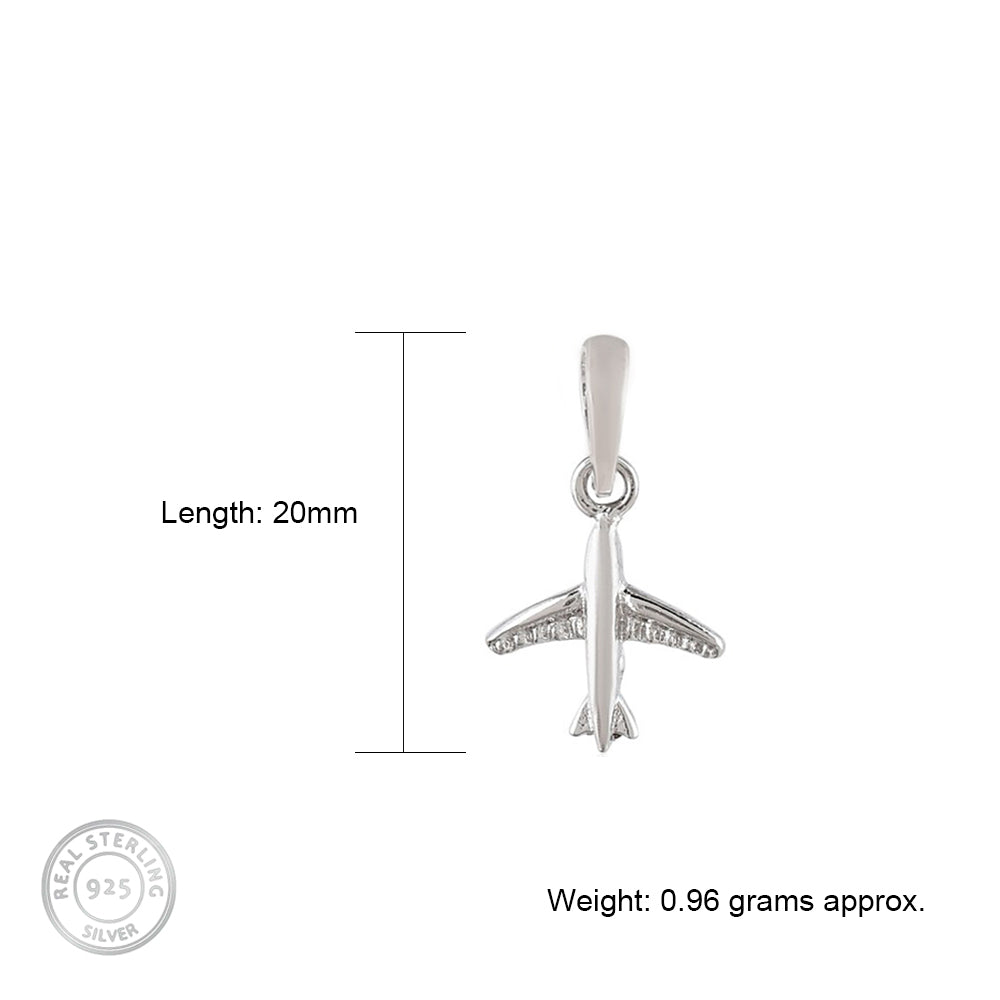 Providing you with the size of the aeroplane shaped silver pendant
