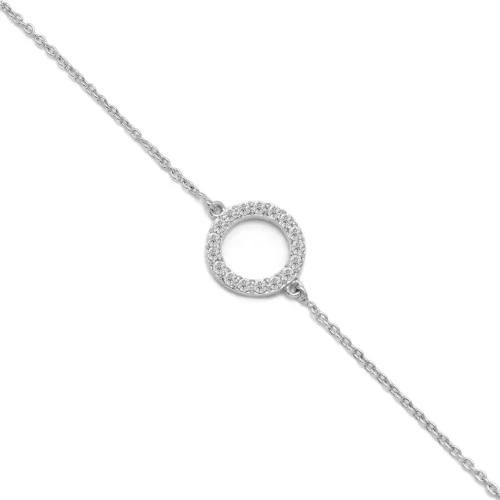 Circle Hollow Silver Bracelet with Cubic Zirconia