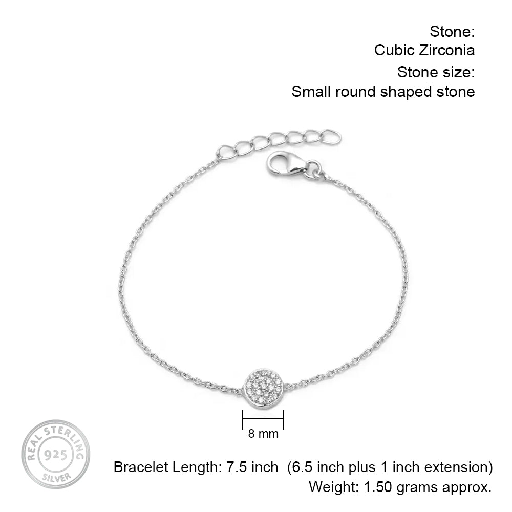 Round Silver Bracelet with Cubic Zirconia