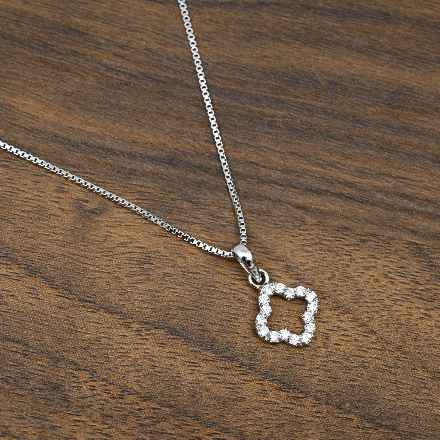 Lucky Clover Sterling Silver Pendant with CZ Sparkle