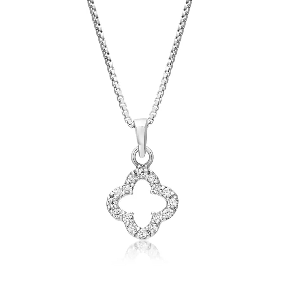 CZ-Encrusted Silver Clover Pendant for a Touch of Glam
