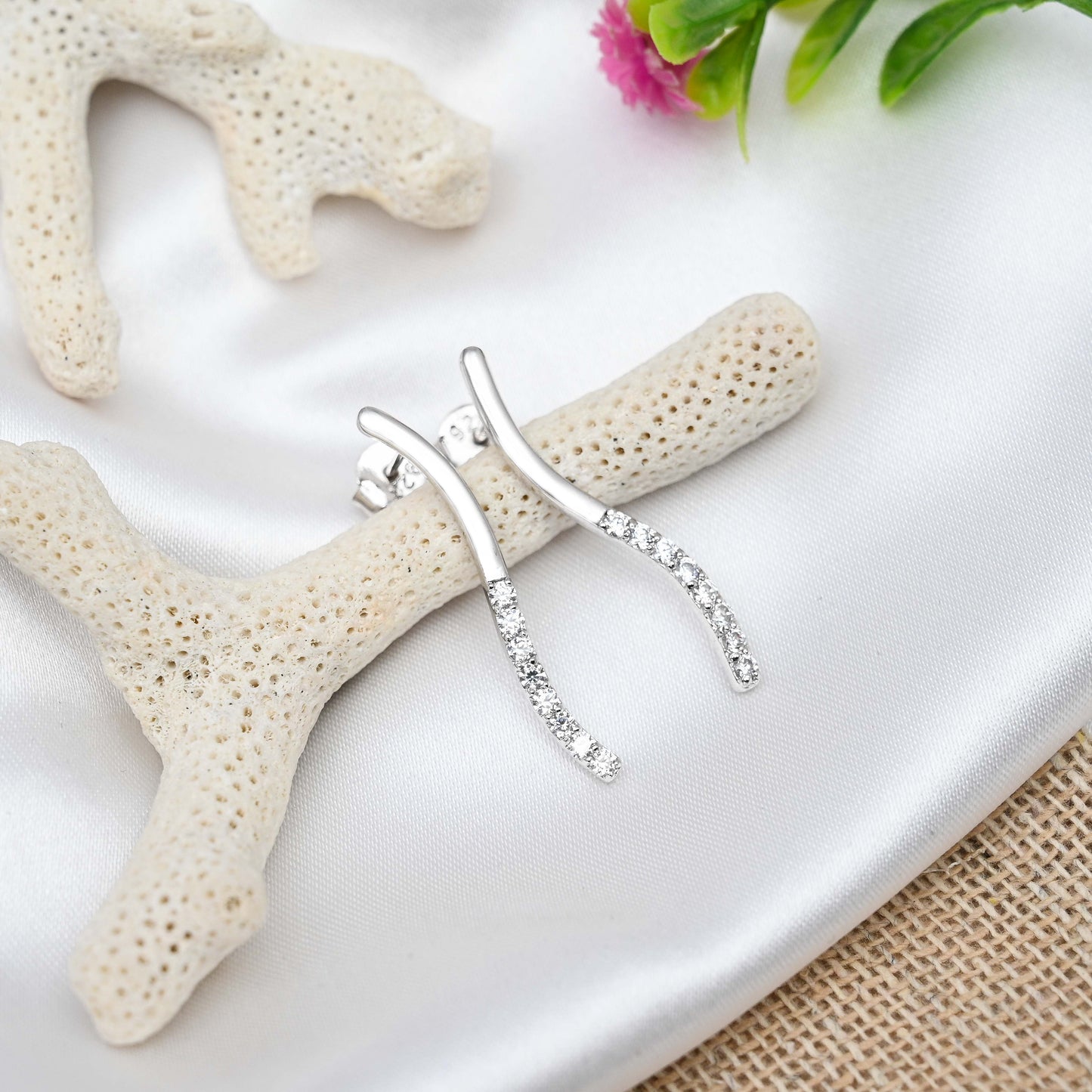 Dancing Silver Earrings with Cubic Zirconia