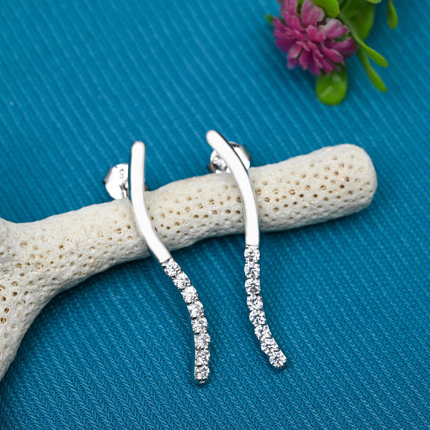 Dancing Silver Earrings with Cubic Zirconia