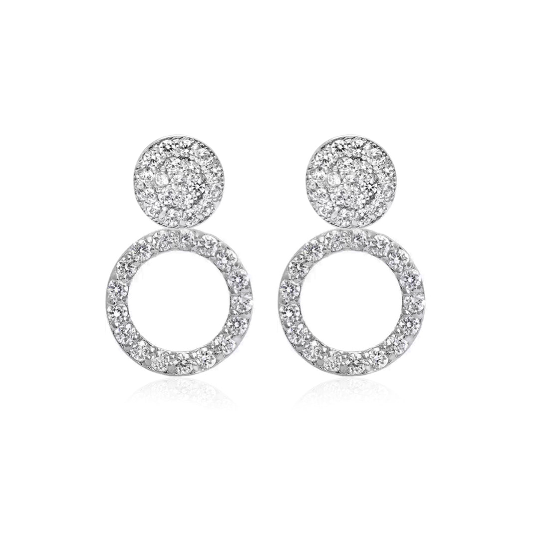 Small Round Sterling Silver Earrings with CZ Brilliance