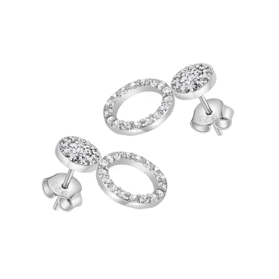 Subtle Sterling Silver Earrings with Round CZ Accents