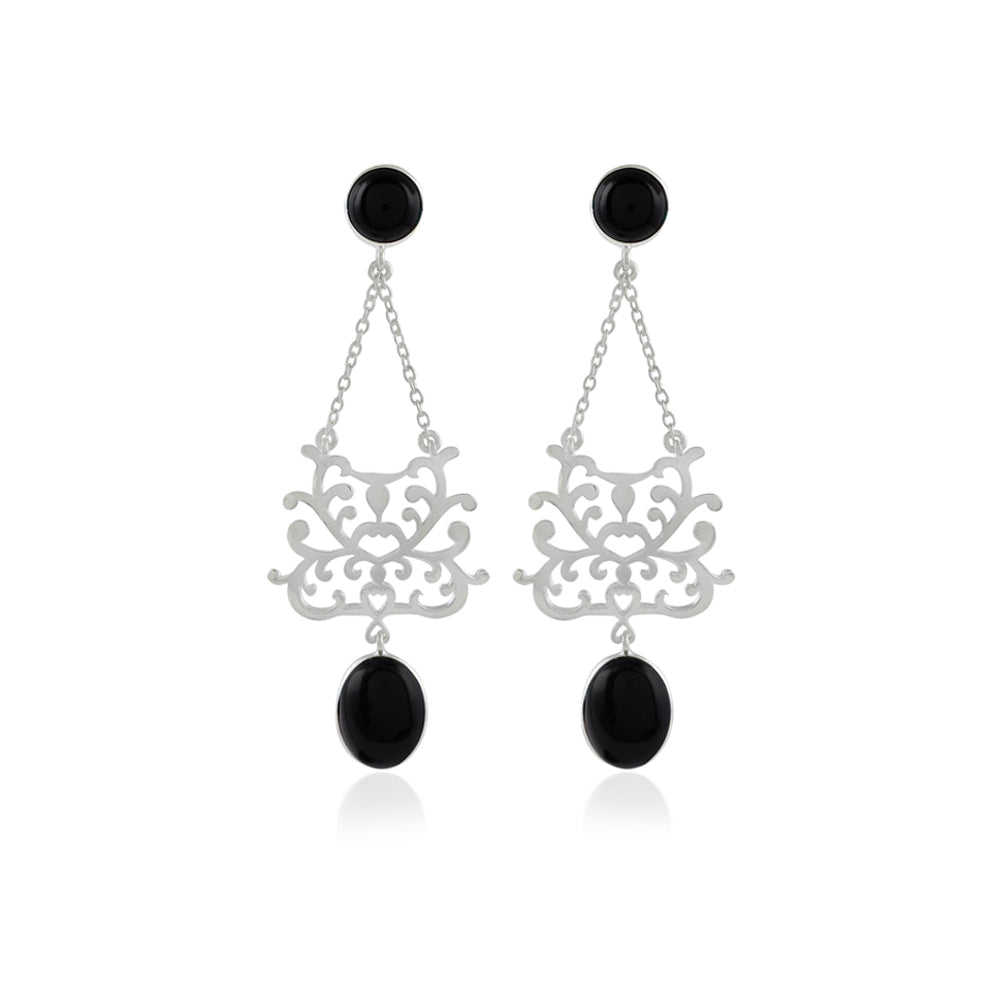 Nexus Silver Earrings with Black Onyx