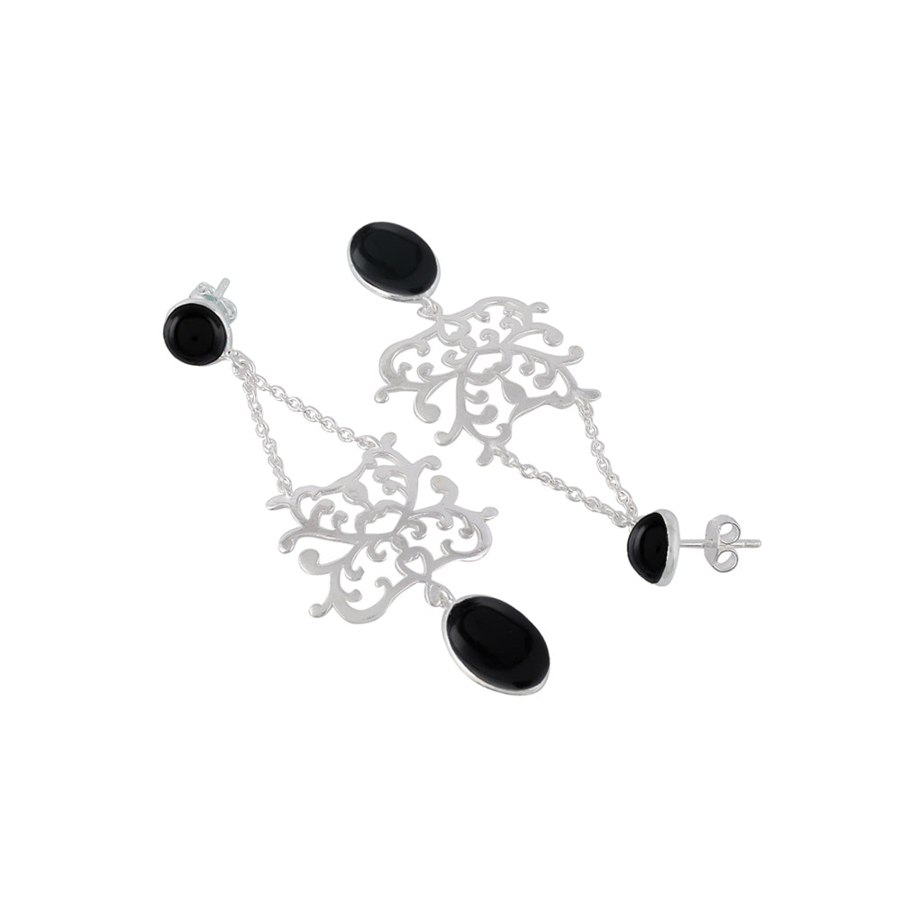 Nexus Silver Earrings with Black Onyx