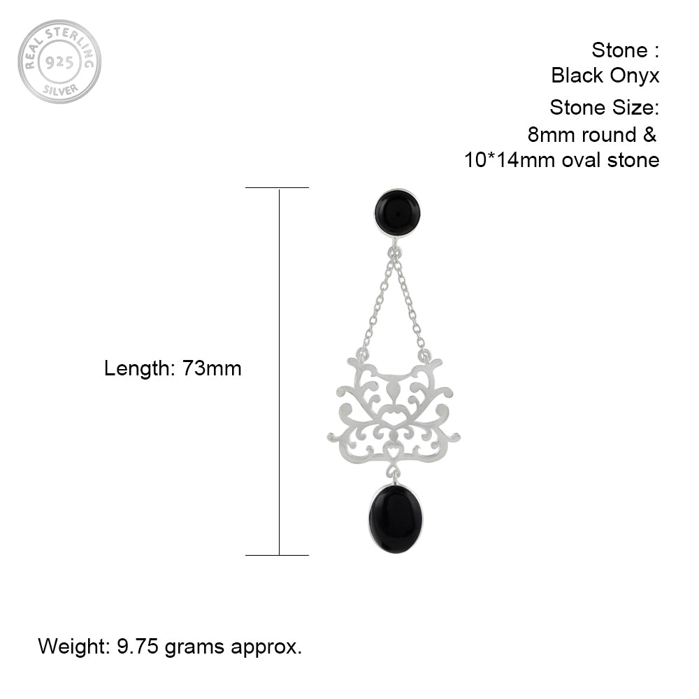 Nexus Silver Earrings with Black Onyx