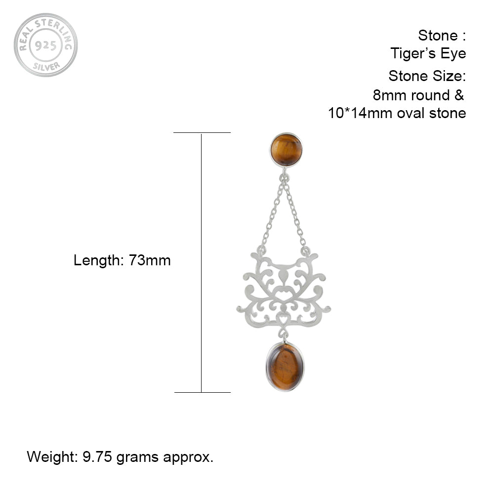 Nexus Silver Earrings with Tiger's Eye