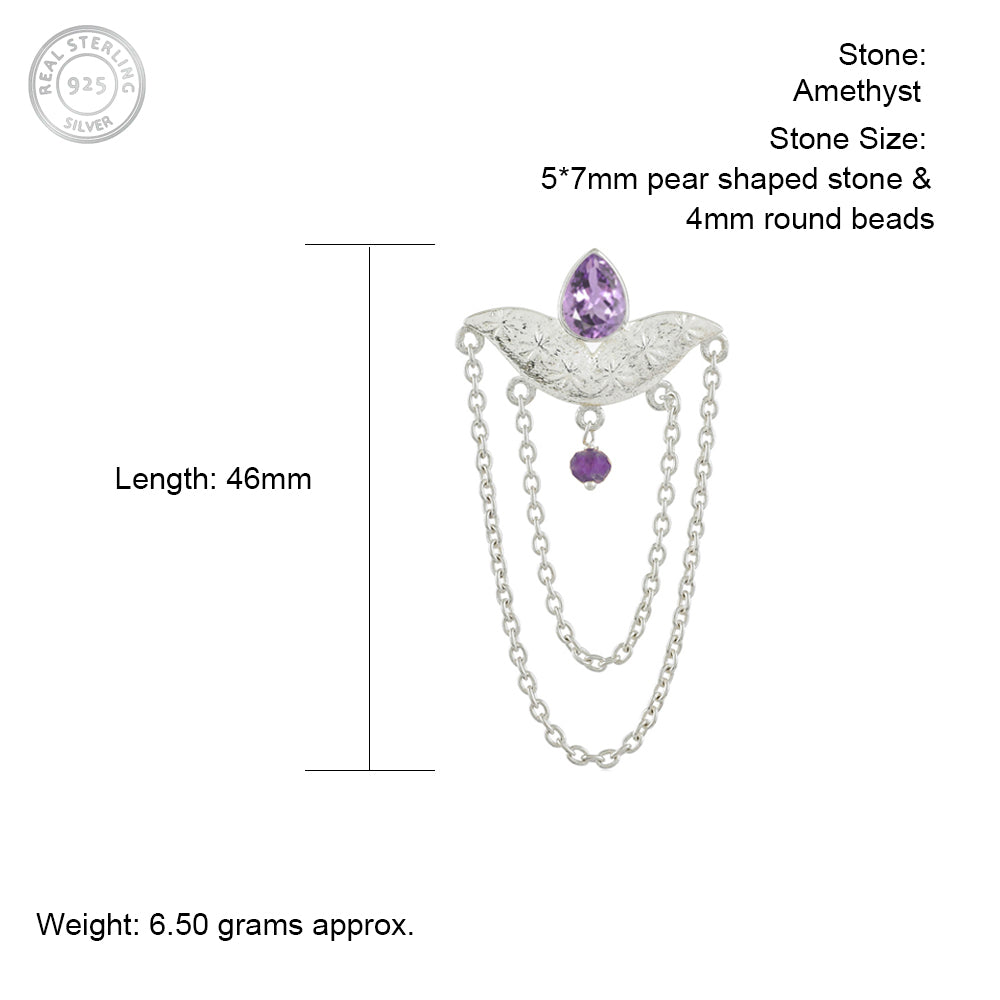 String Silver Earrings with Amethyst