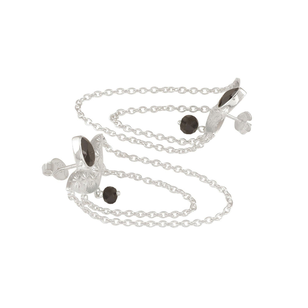 String Silver Earrings with Black Onyx
