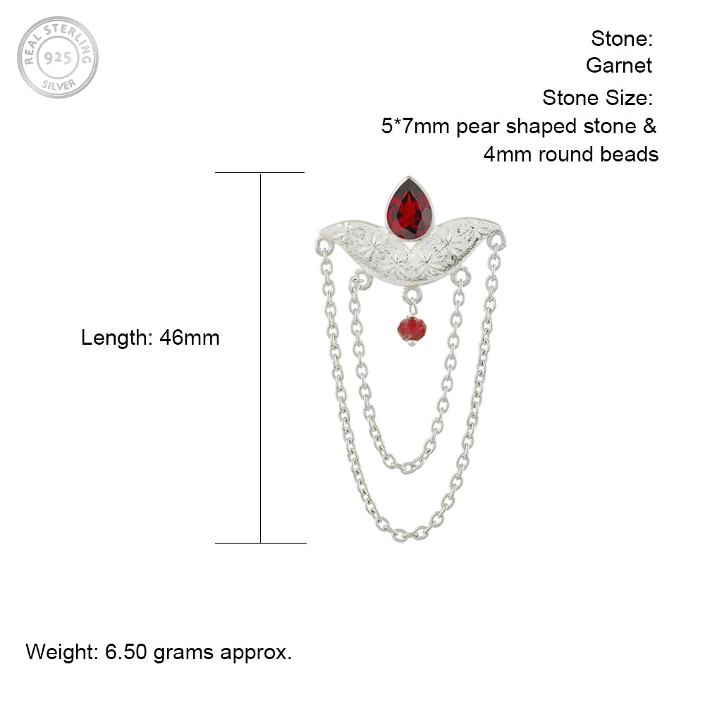 String Silver Earrings with Garnet