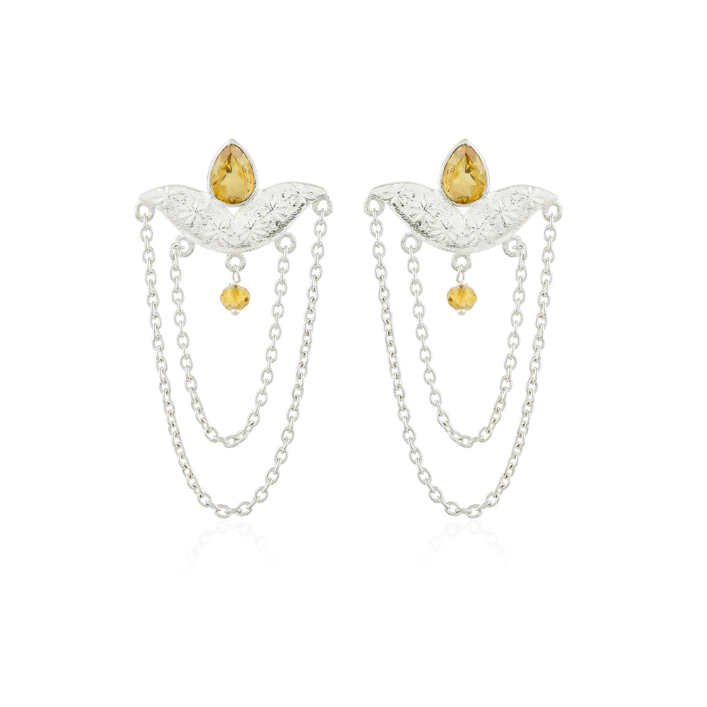 String Silver Earrings with Golden Topaz