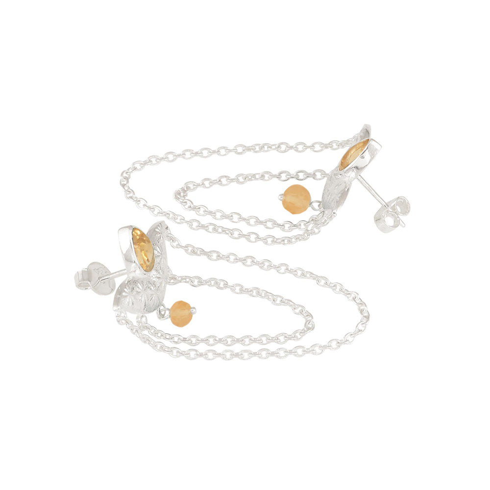 String Silver Earrings with Golden Topaz