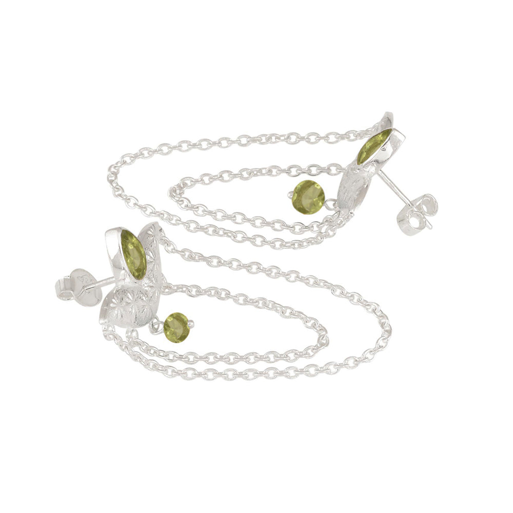 String Silver Earrings with Peridot