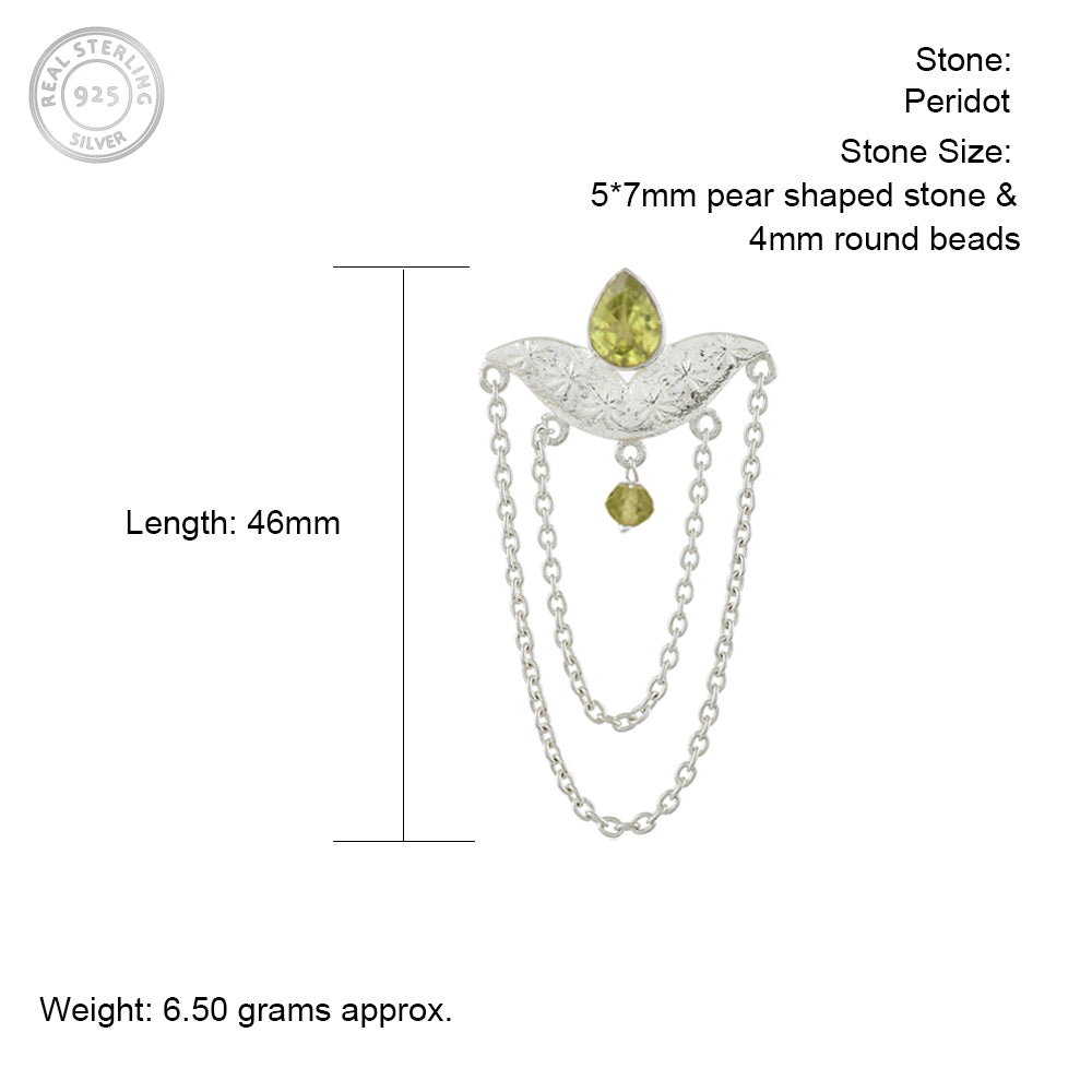 String Silver Earrings with Peridot