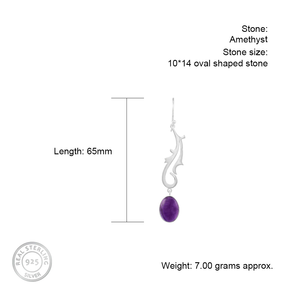 Spunky Silver Earrings with Amethyst