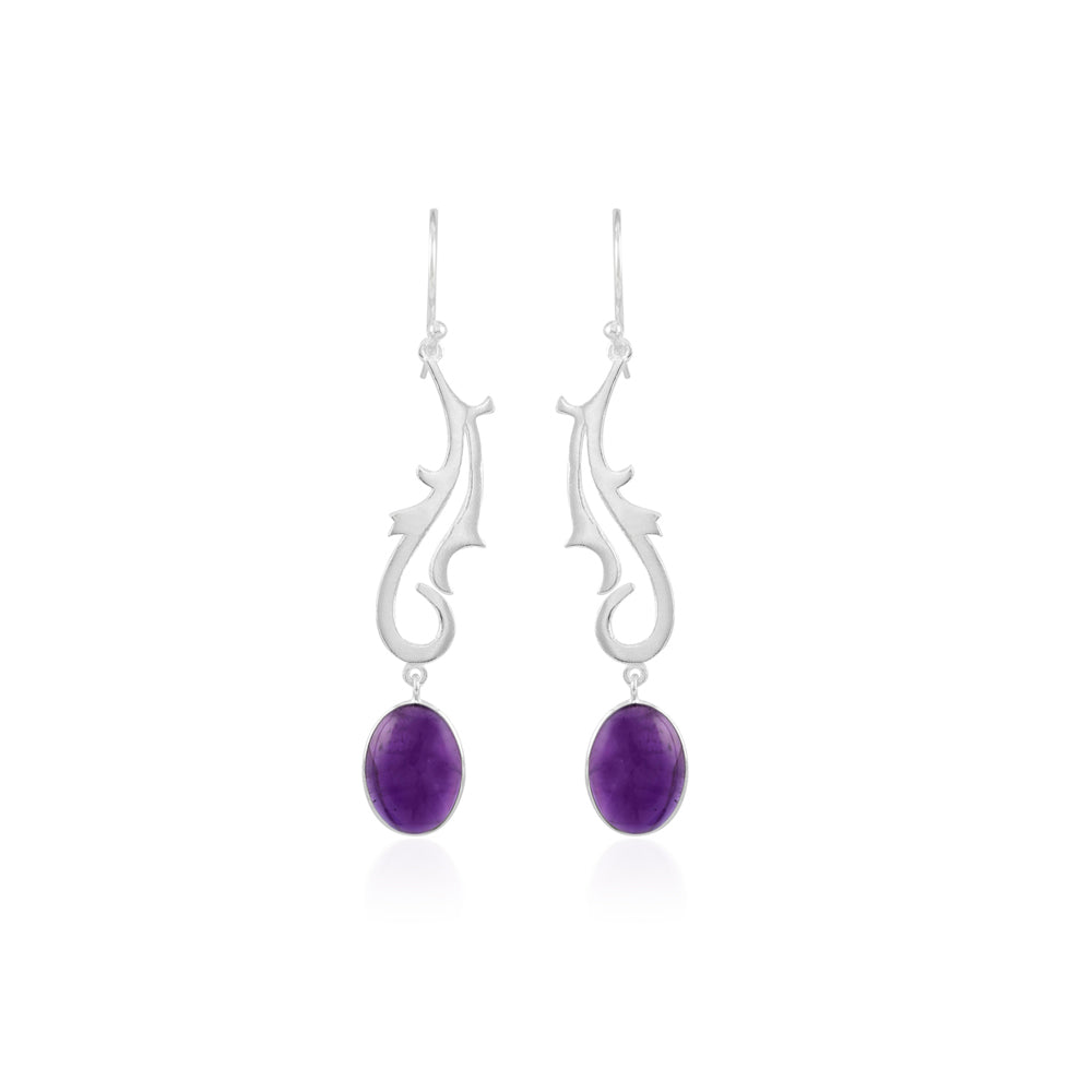 Spunky Silver Earrings with Amethyst