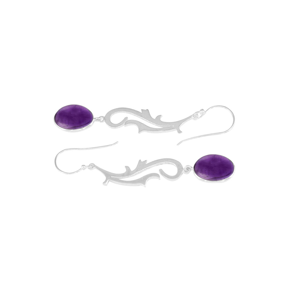 Spunky Silver Earrings with Amethyst