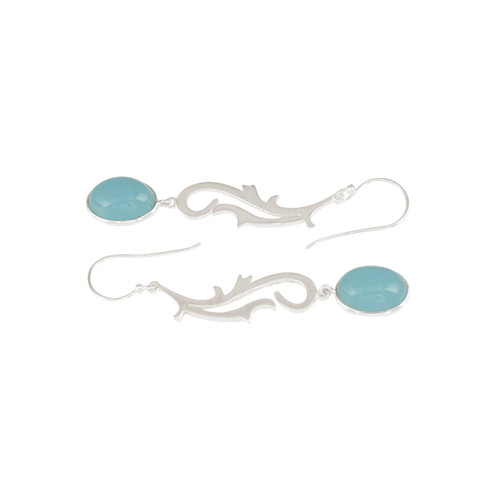 Spunky Silver Earrings with Blue Chalcedony