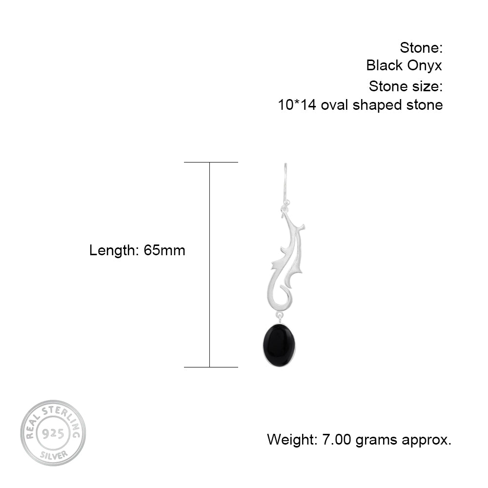 Spunky Silver Earrings with Black Onyx