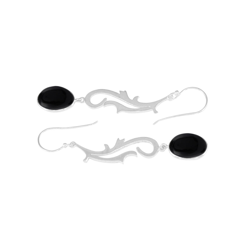 Spunky Silver Earrings with Black Onyx