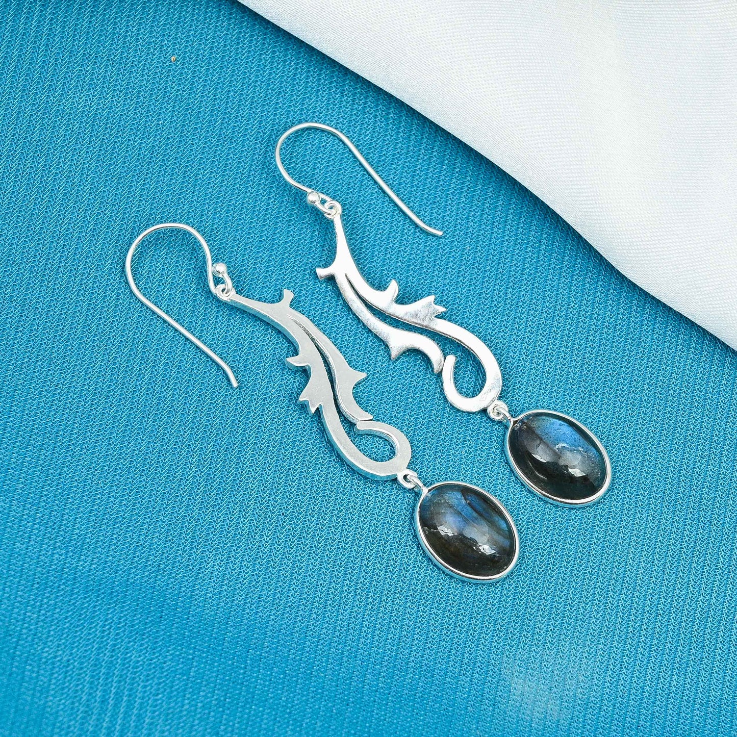Spunky Silver Earrings with Labradorite