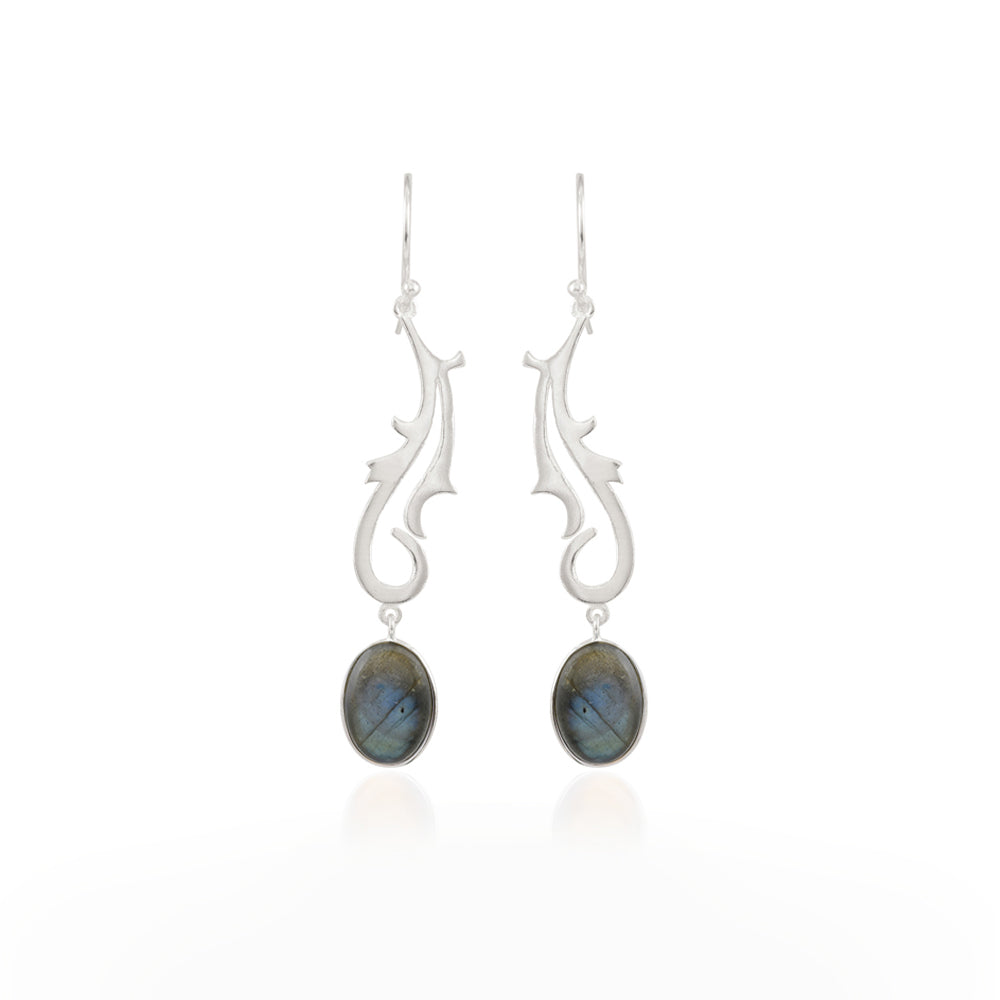 Spunky Silver Earrings with Labradorite