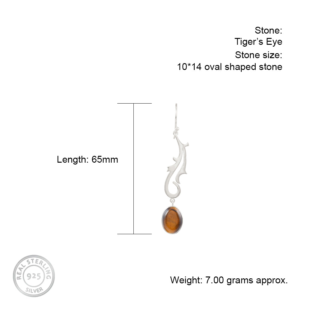 Spunky Silver Earrings with Tiger's Eye