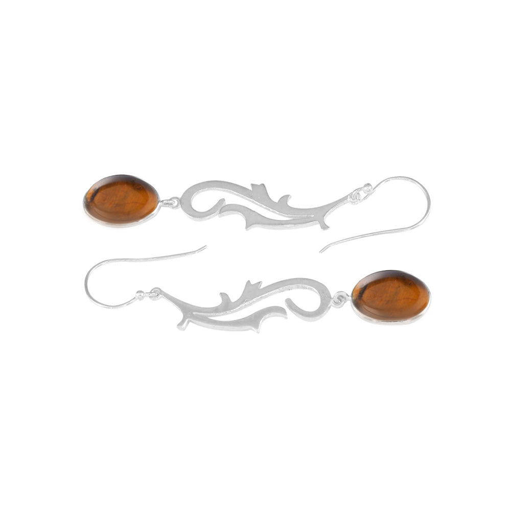 Spunky Silver Earrings with Tiger's Eye