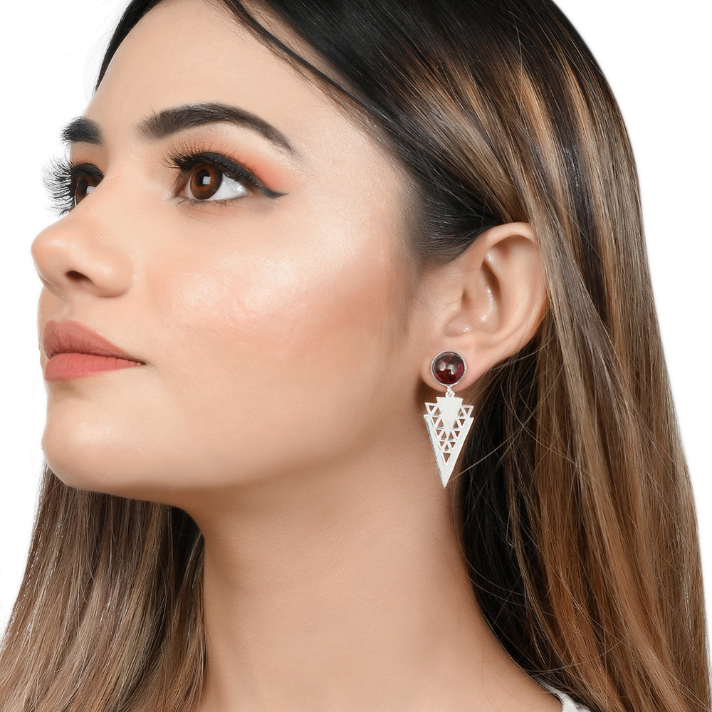Adair Silver Earrings with Garnet