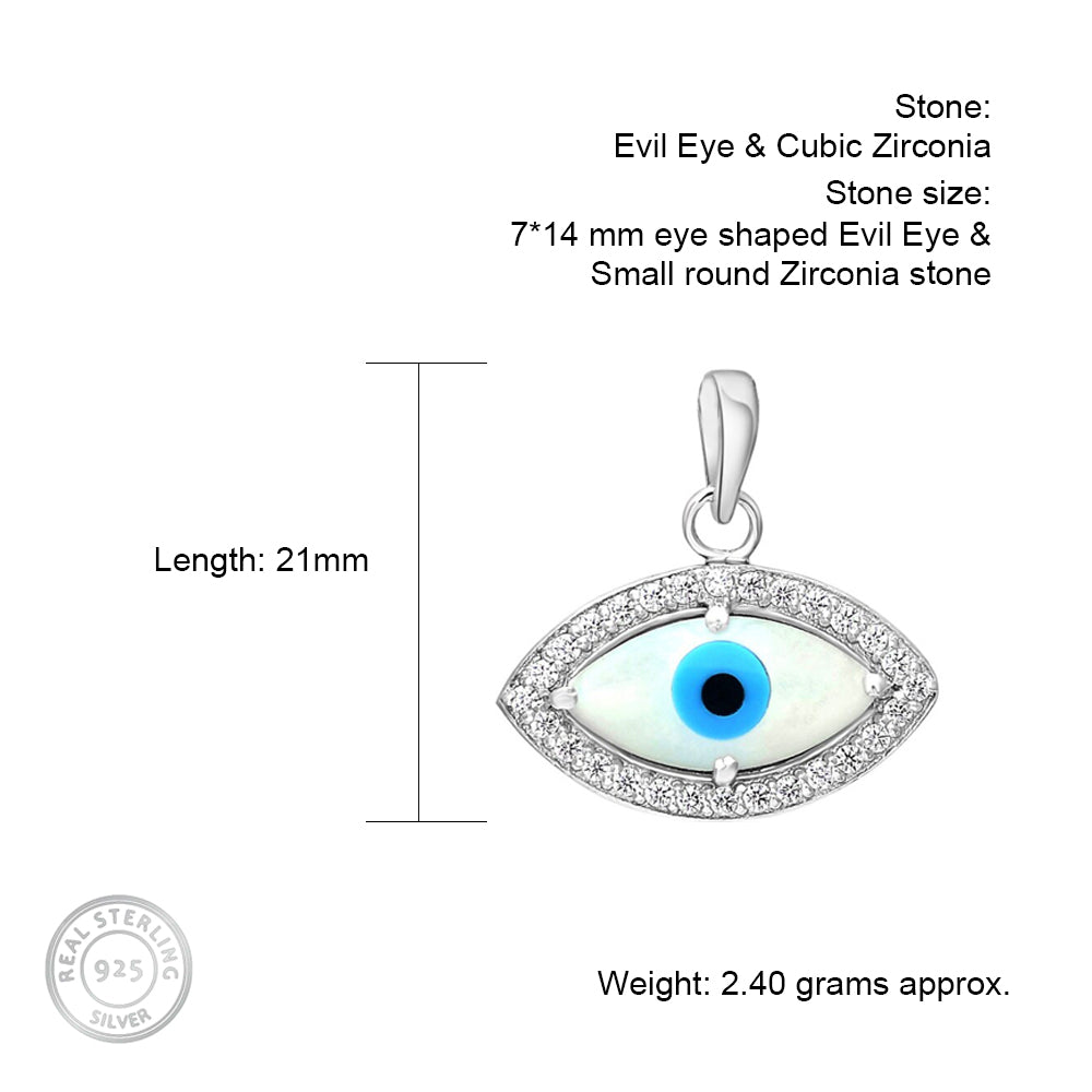 Details for Sterling Silver Eye-Shaped Charm with Cubic Zirconia Cluster