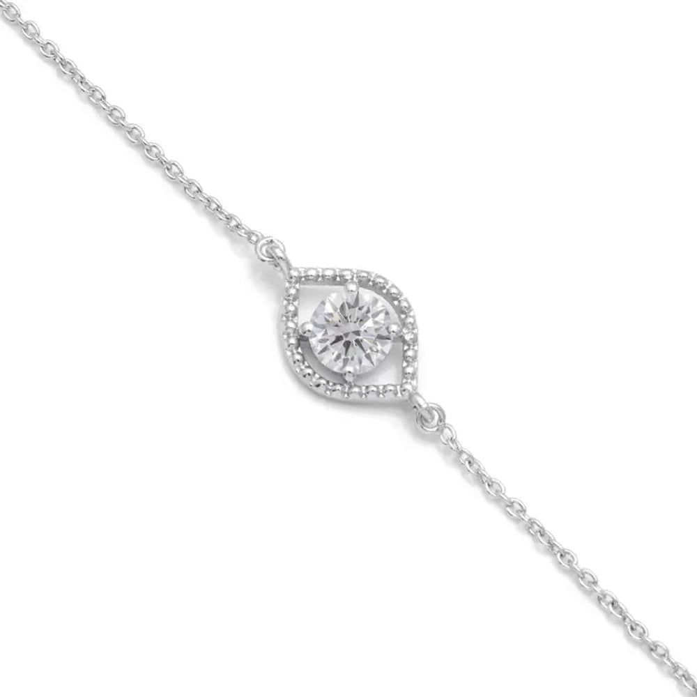 Eye Shaped Silver Bracelet with Cubic Zirconia