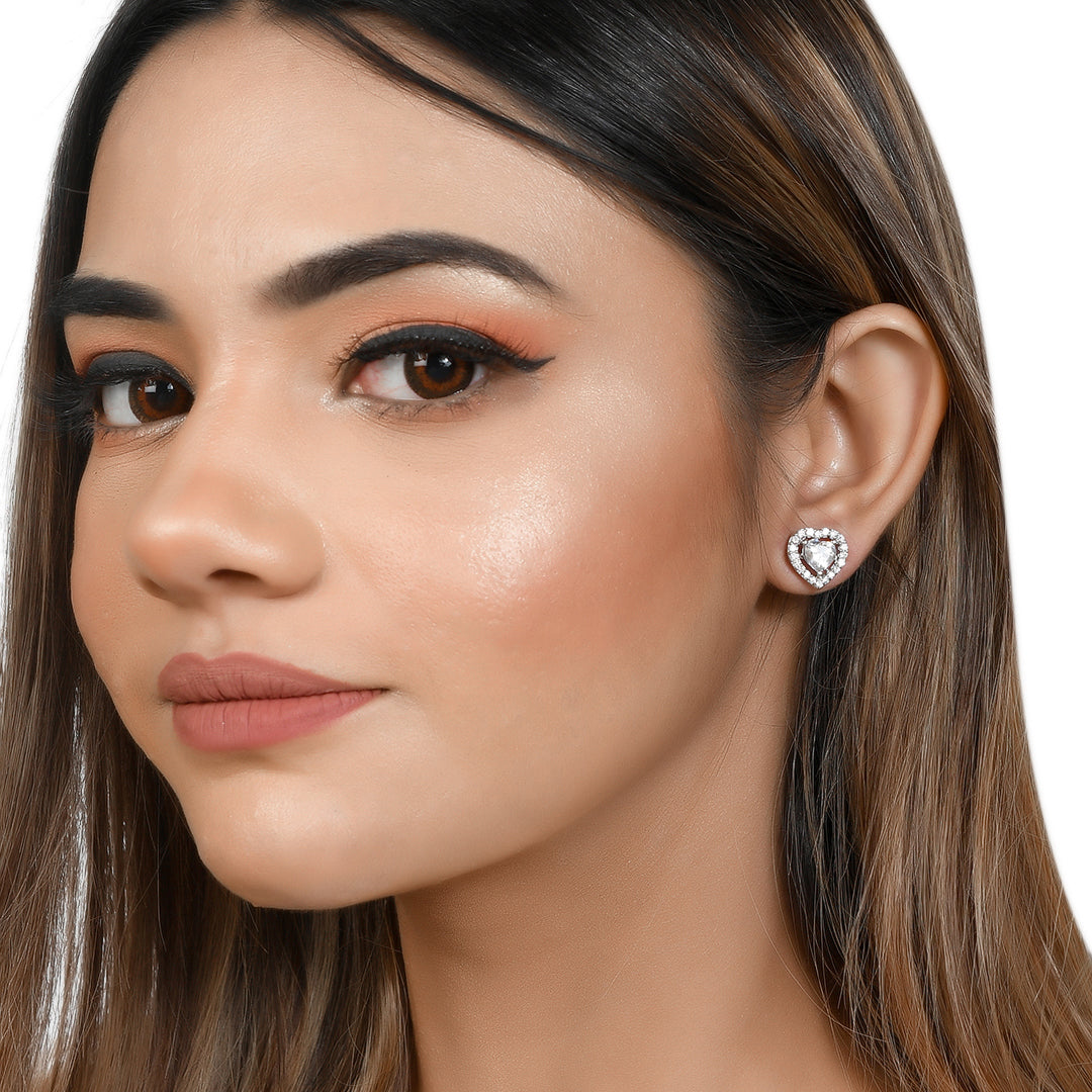 Gorgeous Heart-Shaped Earrings with Sterling Silver and CZ