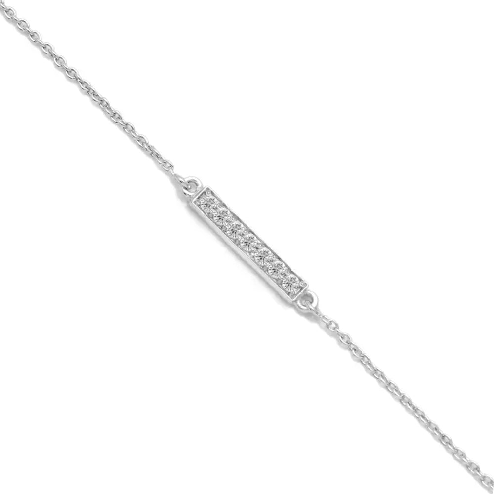 Straight Line Silver Bracelet with Cubic Zirconia