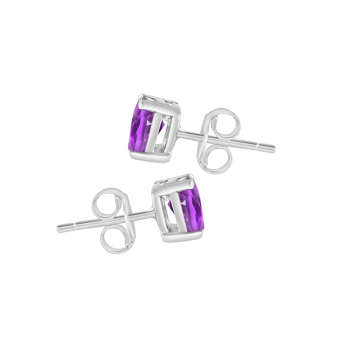 Round 6mm Amethyst Silver Studs