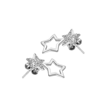 Double Star Silver Earrings with Cubic Zirconia