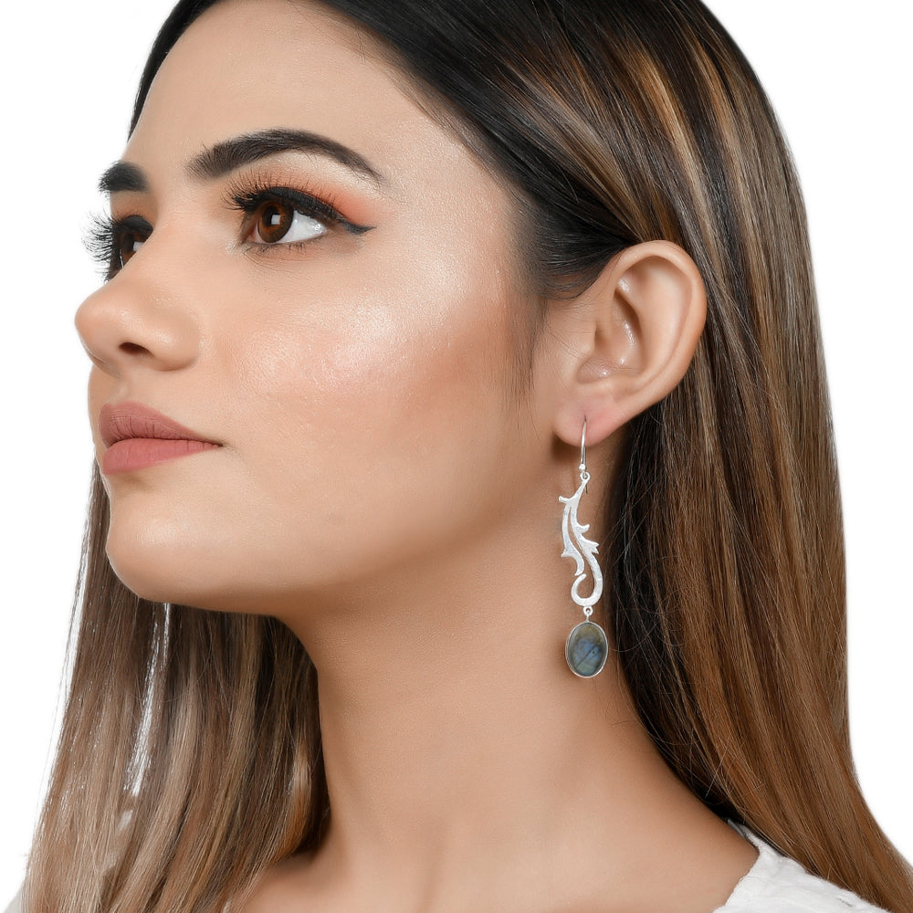 Spunky Silver Earrings with Labradorite