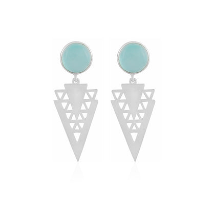 Adair Silver Earrings with Blue Chalcedony