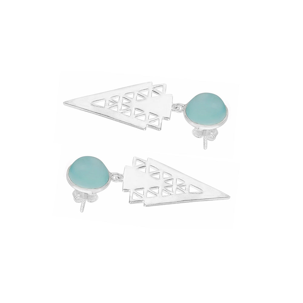 Adair Silver Earrings with Blue Chalcedony